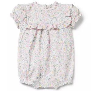 Janie and Jack Pink and Yellow Floral Outfit Baby Floral Pointelle Romper 3-6 m